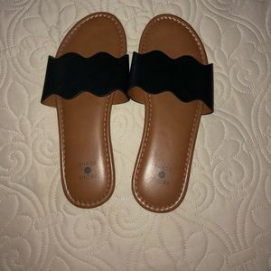 black slide sandals